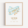 Affiche naissance l'aviateur minimaliste