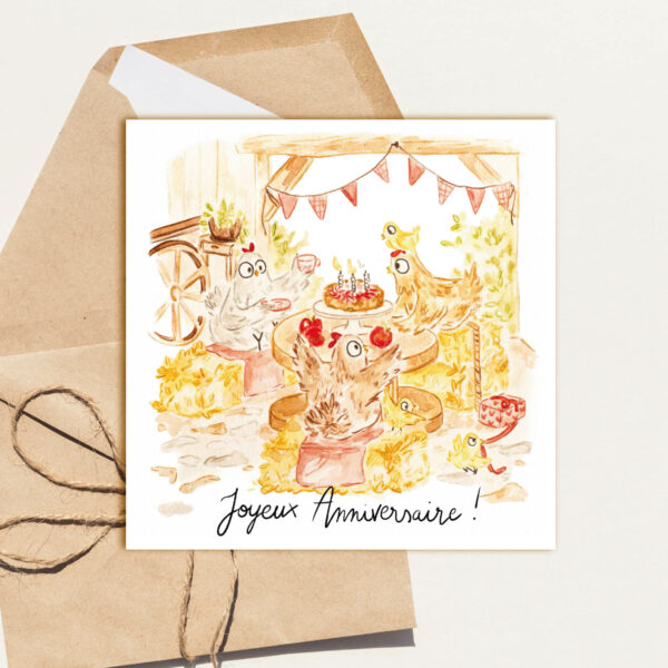 Carte poulettes anniversaire